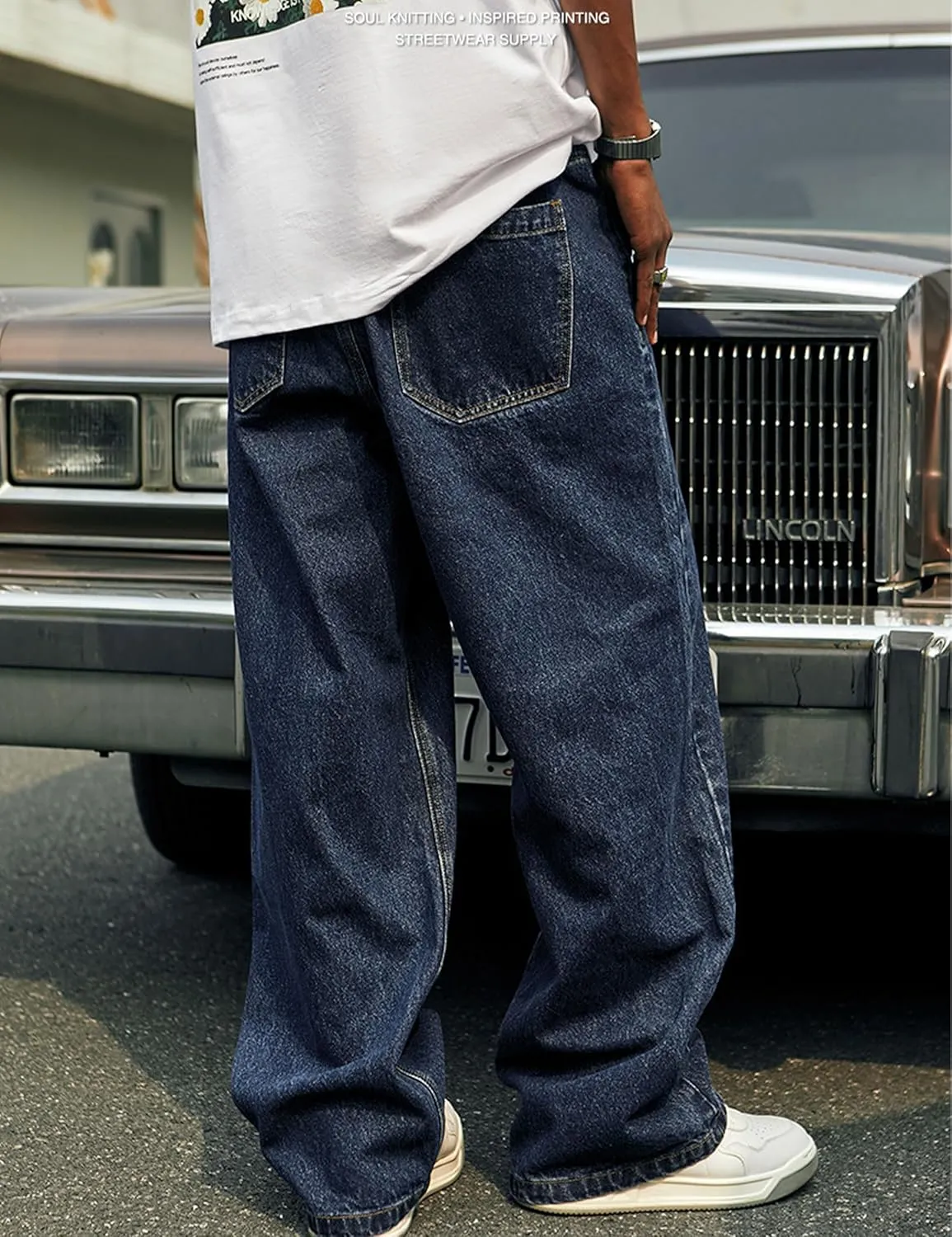 Men's Baggy Jeans Y2k Hip Hop Skater Jeans Vintage Dance Skateboard Pants Loose Fit Denim Jeans