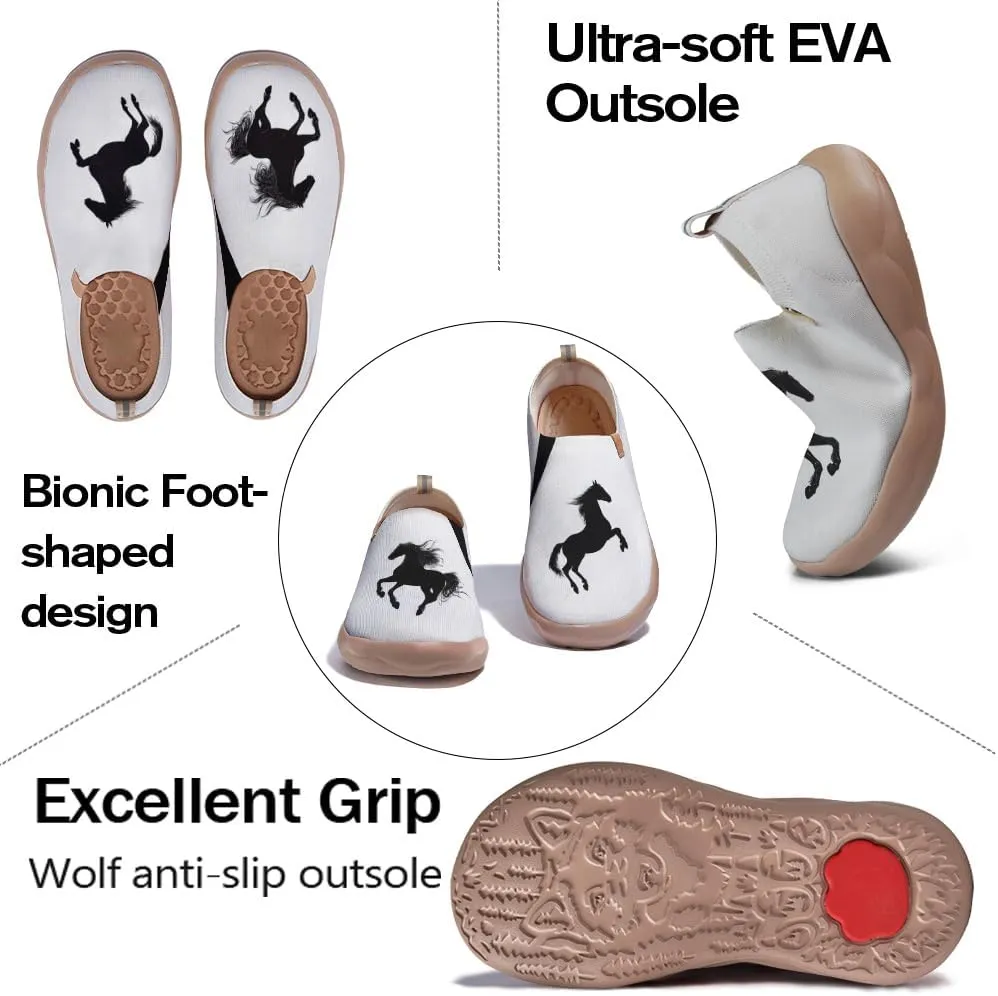 Men's Black and White Art Design Casual Shoes Slip-on Fashion Loafers Light and Comfortable/Horse