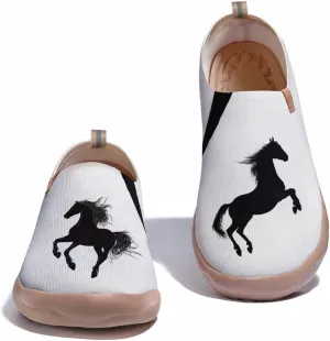 Men's Black and White Art Design Casual Shoes Slip-on Fashion Loafers Light and Comfortable/Horse