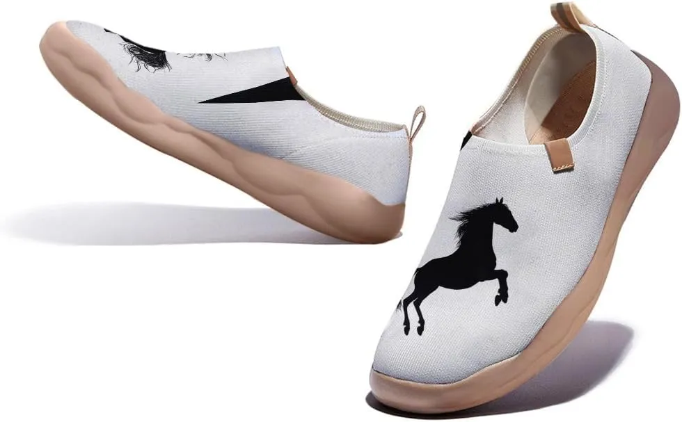 Men's Black and White Art Design Casual Shoes Slip-on Fashion Loafers Light and Comfortable/Horse