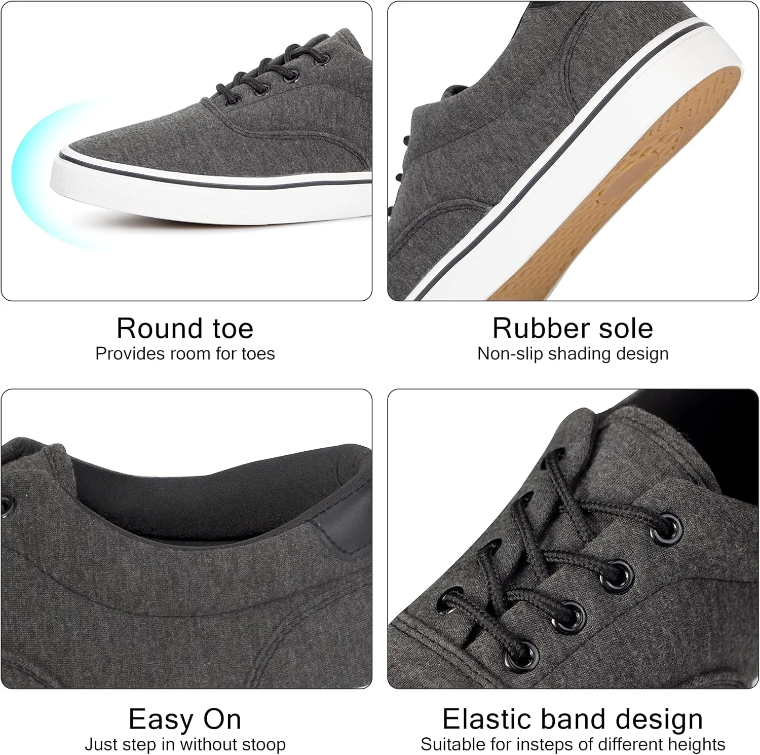 Men's Black Classic Low Top Shoes Canvas Fashion Sneaker with Soft Insole Causal Dress Shoes for Men Comfortable Walking Shoes