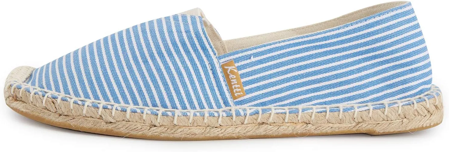 Men's Breathable Canvas Stripe Slip on Flat Espadrilles