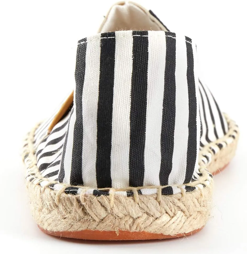 Men's Breathable Canvas Stripe Slip on Flat Espadrilles