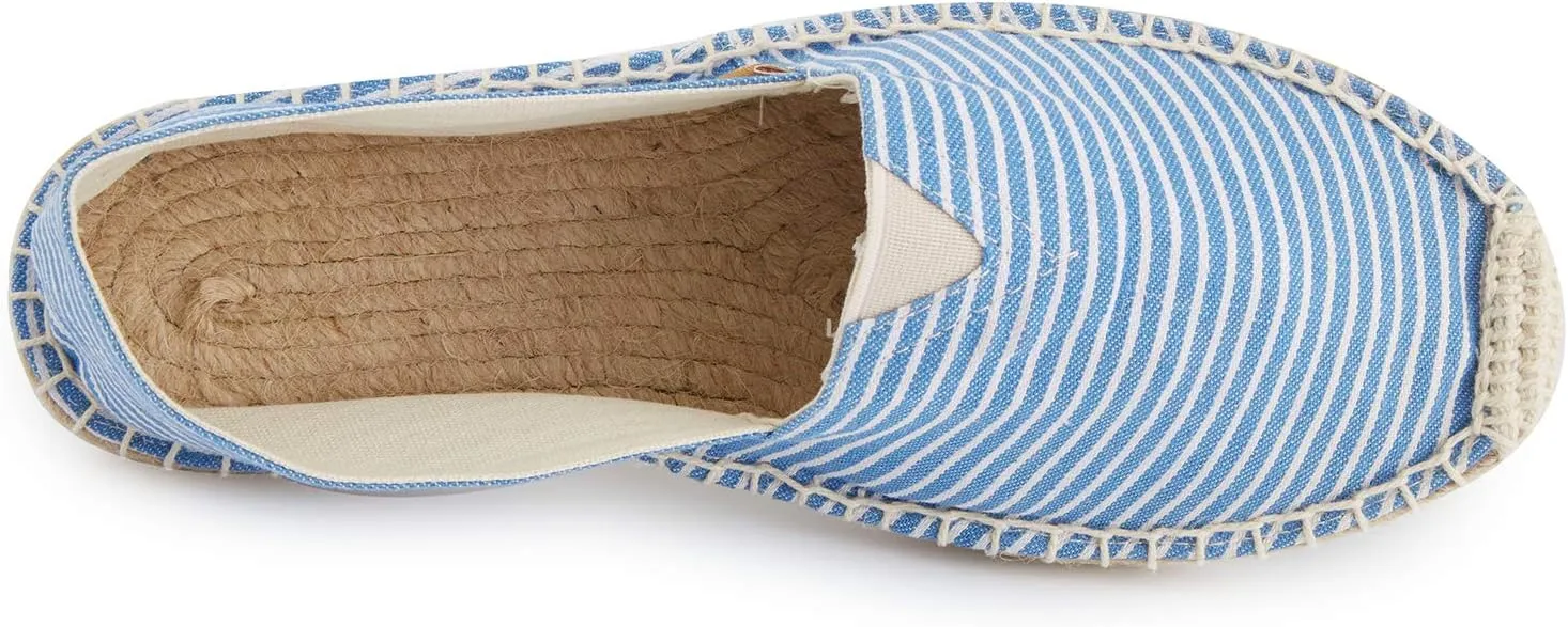 Men's Breathable Canvas Stripe Slip on Flat Espadrilles