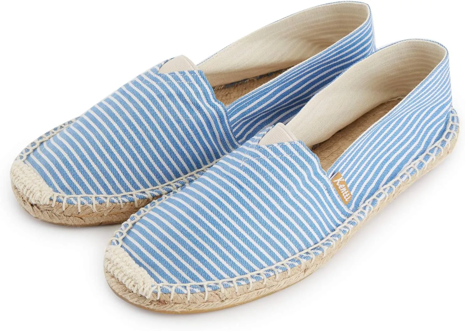 Men's Breathable Canvas Stripe Slip on Flat Espadrilles