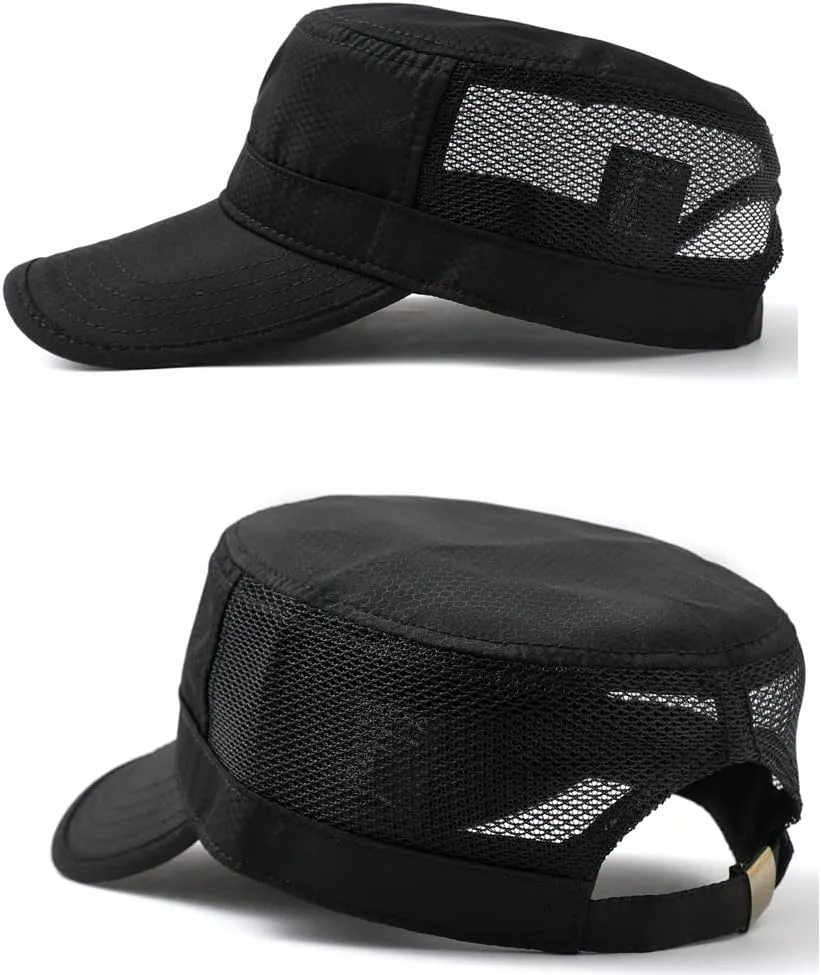 Men's Breathable Military Caps Cadet Army Caps Summer Flat Top Cap