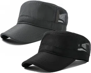 Men's Breathable Military Caps Cadet Army Caps Summer Flat Top Cap