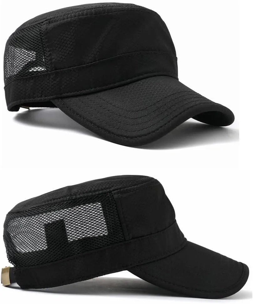Men's Breathable Military Caps Cadet Army Caps Summer Flat Top Cap