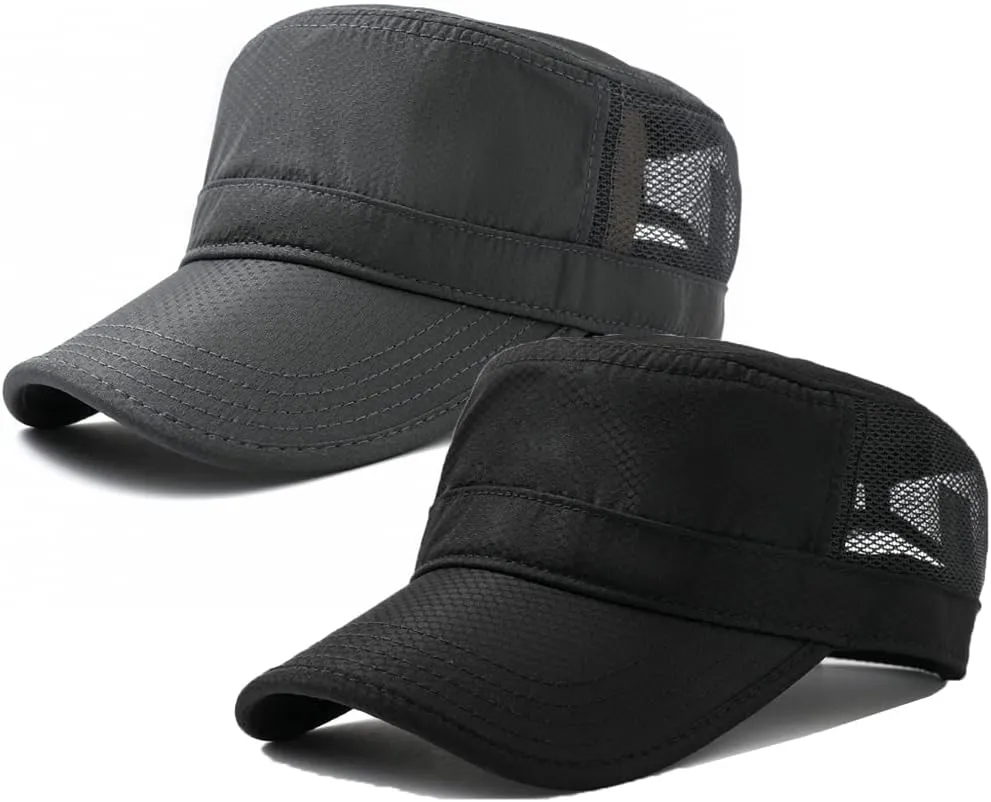 Men's Breathable Military Caps Cadet Army Caps Summer Flat Top Cap