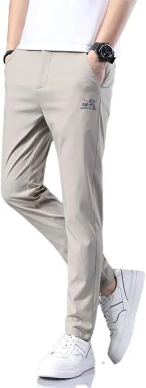 Mens Elastic Waist Pants Breathable Summer Adaptive Pants for Elderly with Zipper and Button (as1, Numeric, Numeric_36, Regular, Regular, Khaki)