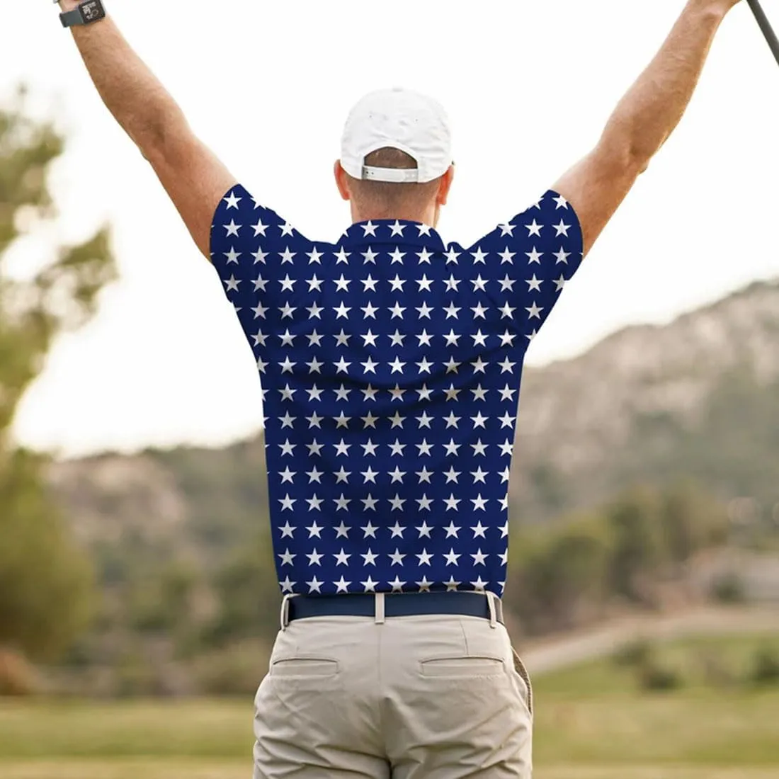 Mens Golf Shirt Print Polo Shirts for Men Performance Polo Quick-Dry