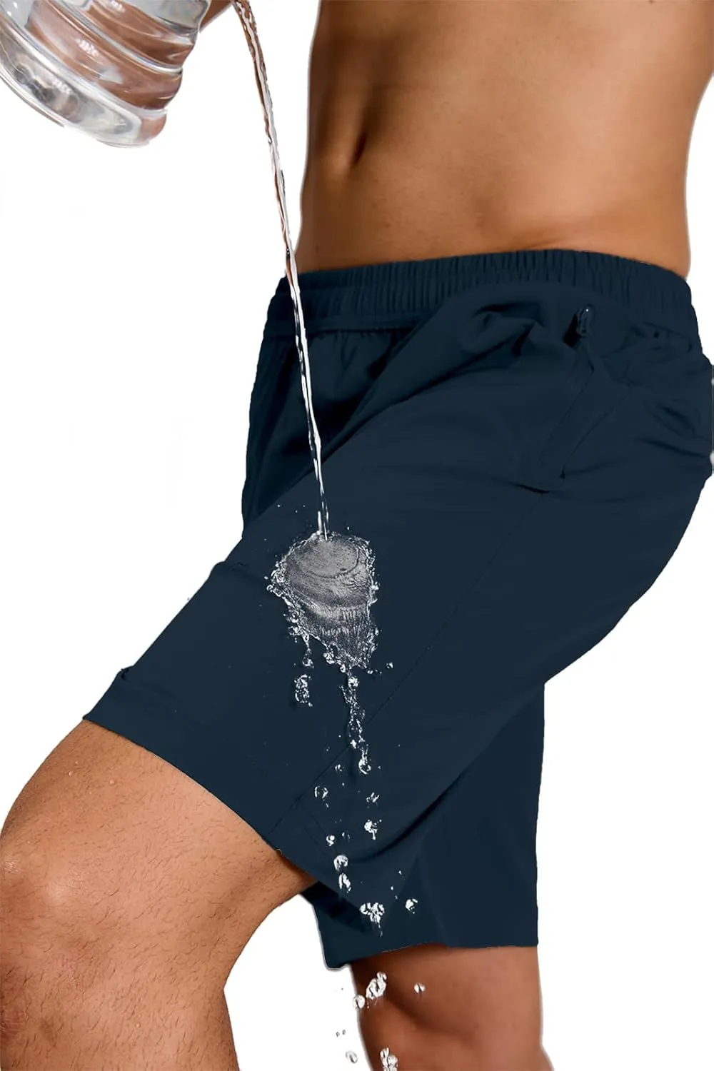 Mens Hybrid Shorts for Running Athletic Hiking Sports Workout Quick Dry Lightweight Breathable with 4 Zipper Pocket