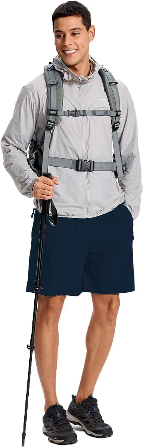 Mens Hybrid Shorts for Running Athletic Hiking Sports Workout Quick Dry Lightweight Breathable with 4 Zipper Pocket