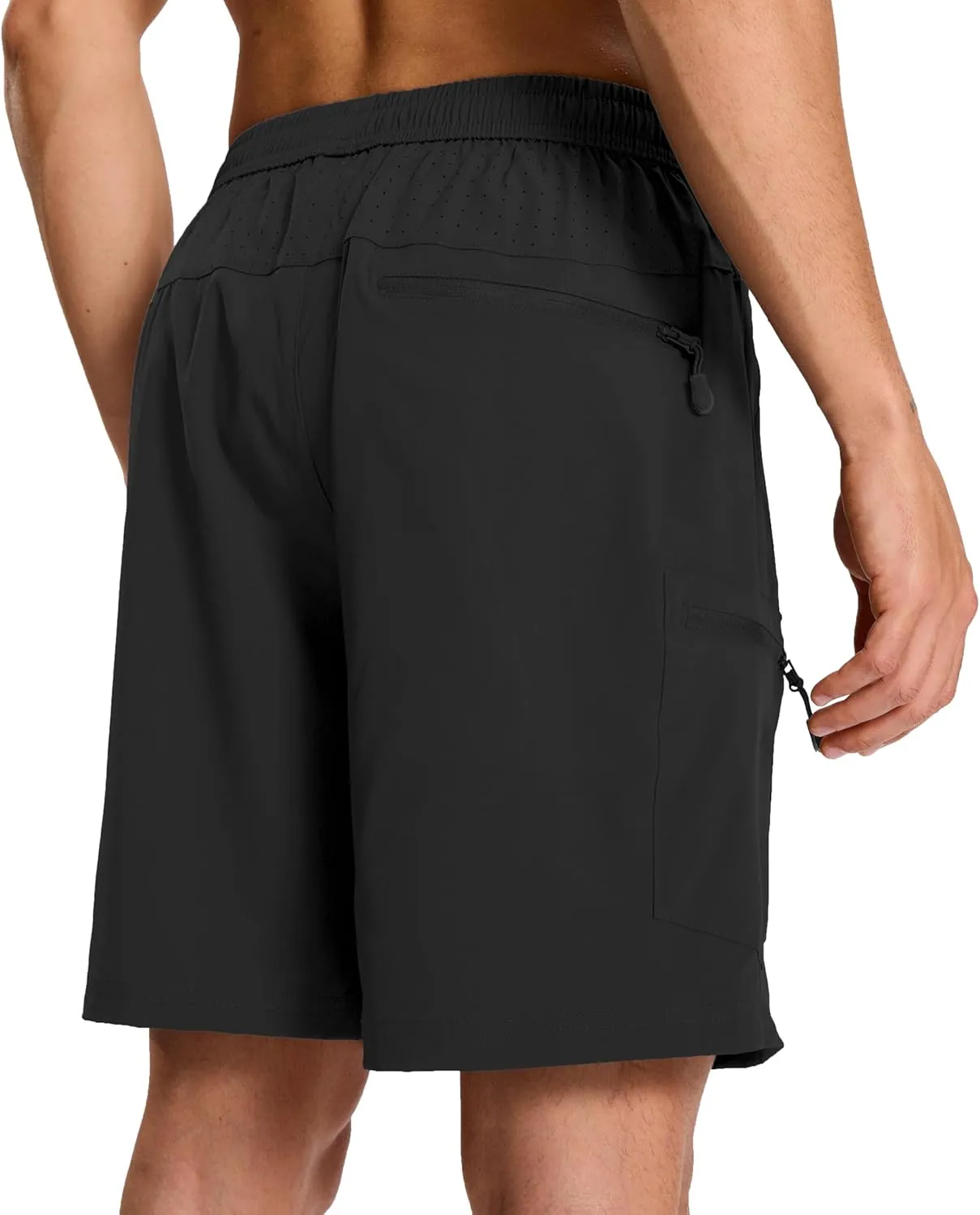 Mens Hybrid Shorts for Running Athletic Hiking Sports Workout Quick Dry Lightweight Breathable with 4 Zipper Pocket