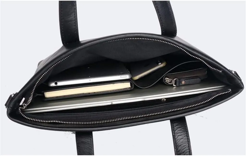 Men's Leather Business Briefcase Crossbody Bag Layer Cowhide Handbag Computer Bag