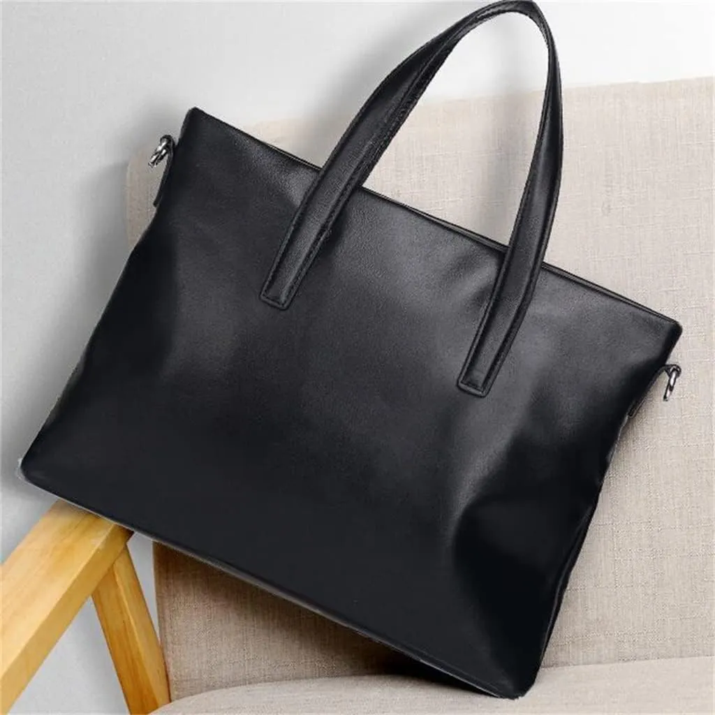 Men's Leather Business Briefcase Crossbody Bag Layer Cowhide Handbag Computer Bag