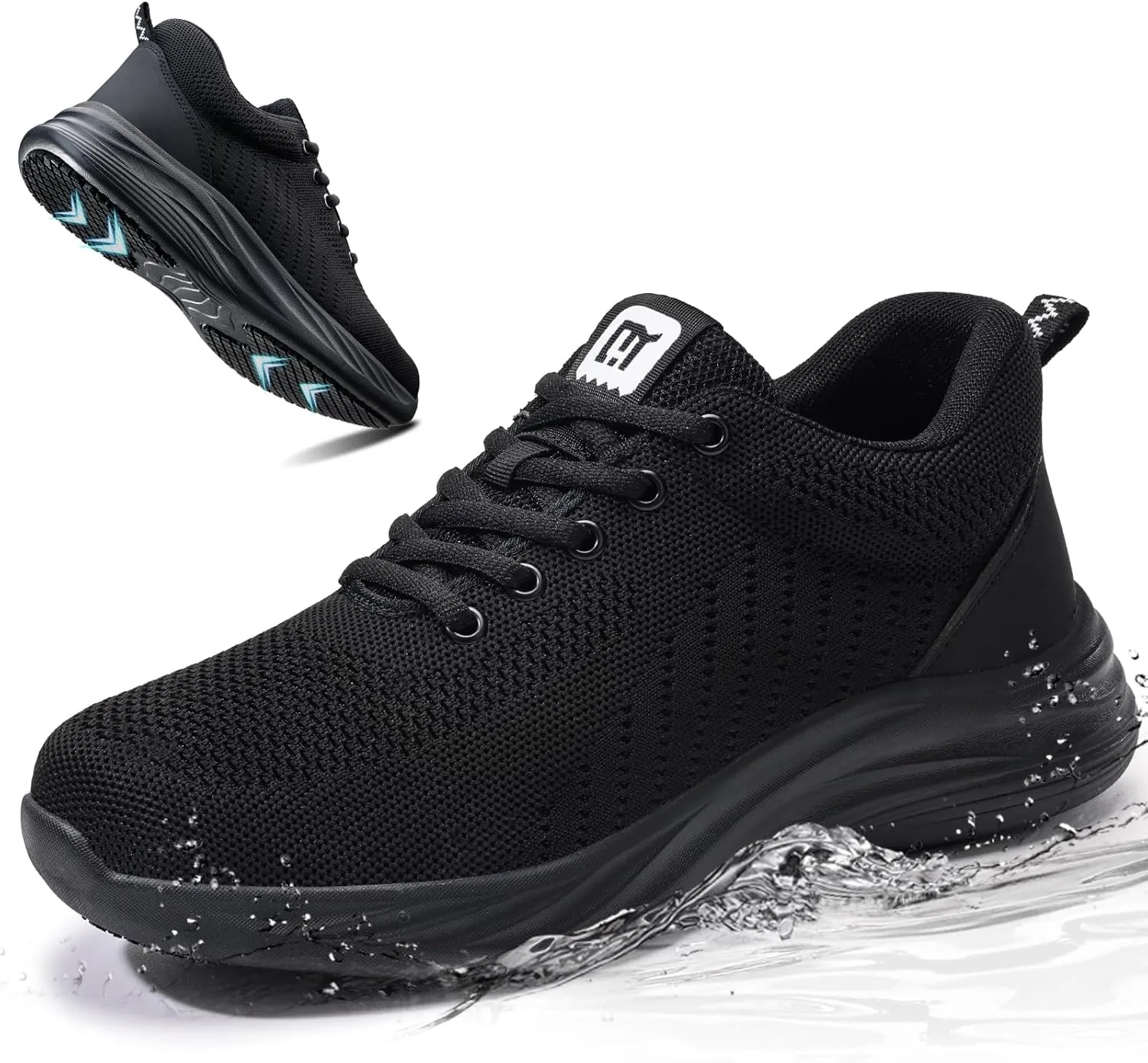 Mens Non-Slip Work Shoes Slip-Resistant Waterproof Sneakers for Kitchen Restaurant & Food Service Lightweight Breathable Slip-On Chef Shoes Safety Footwear for Men