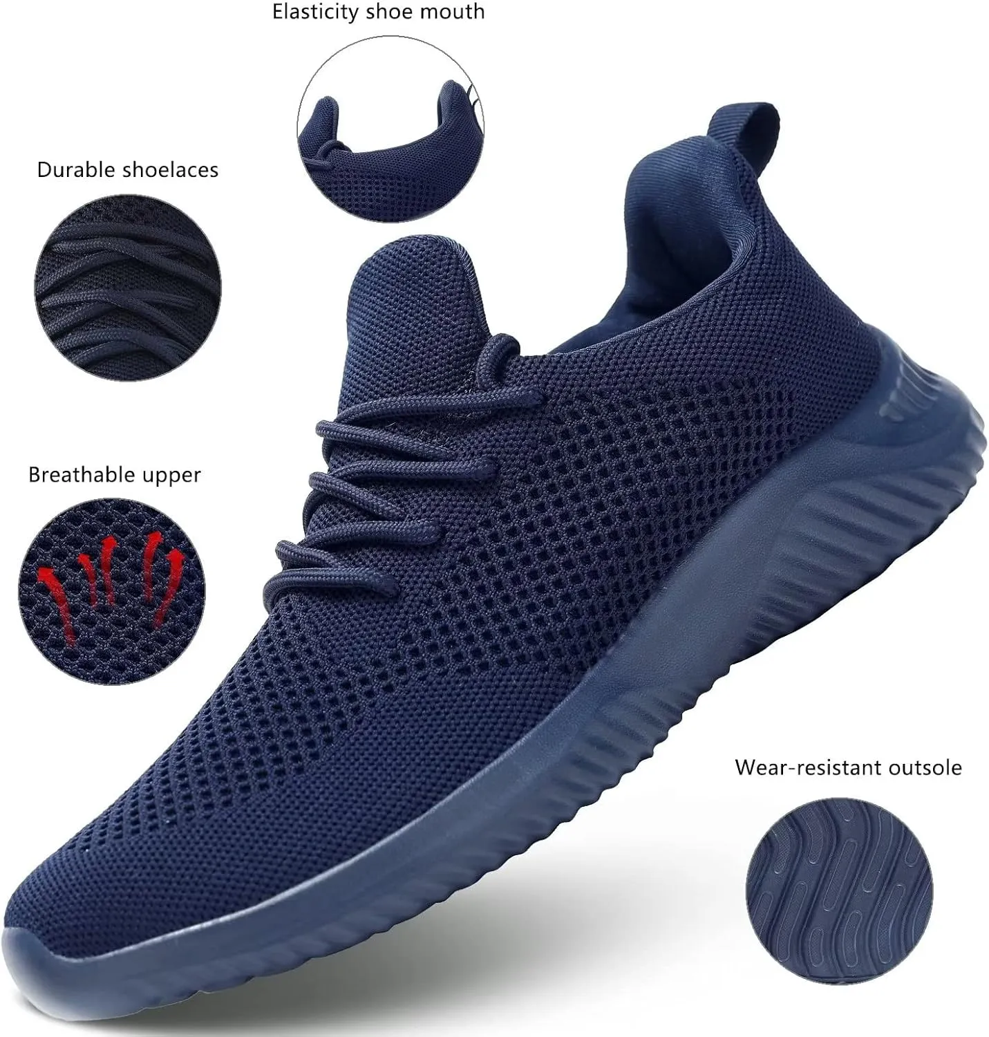 Men's Slip on Walking Shoes Ultra Light Breathable Non Slip Running Shoes Casual Fashion Sneakers Mesh Workout Sports