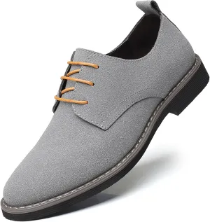 Men's Suede Lace Up Dress Shoes,Classic Hand Stitching Retro Suede Leather Soft Sole Flat Shoes Velvet Low-Top Casual British Business Office Breathable Oxford Shoes