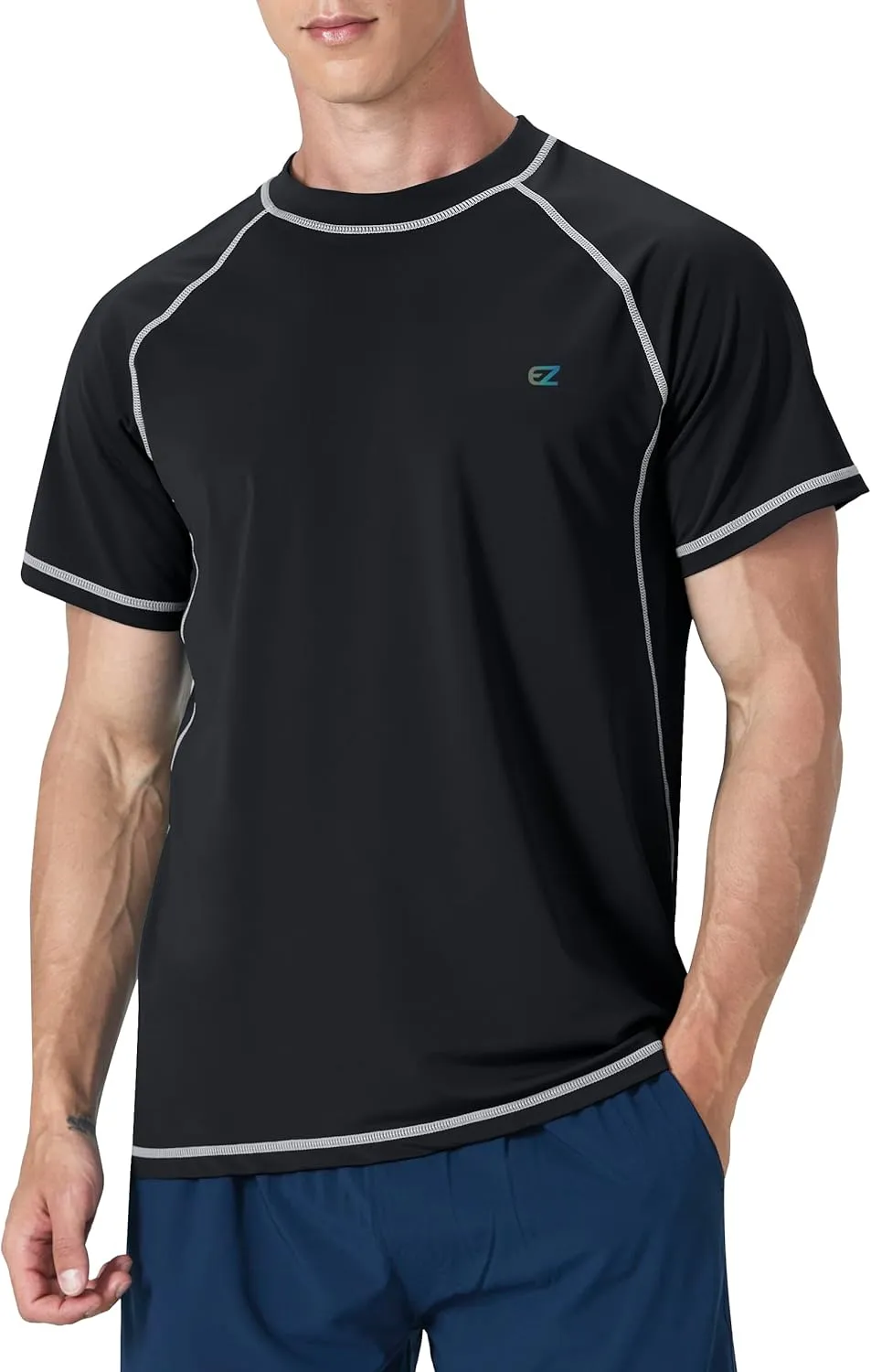 Men's Swim Shirts Rash Guard Short Sleeve UPF 50  UV Sun Protection SPF Shirt Quick Dry Swimming Fishing Water Beach T Shirts
