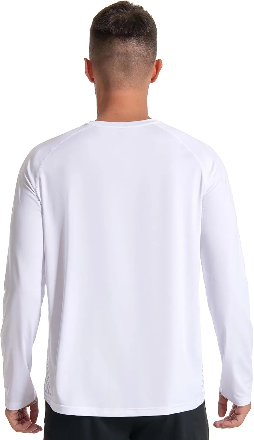 Men's UPF 50  Long Sleeve Loose-Fit Lightweight Sun Protection Fishing Hiking Running UV Shirt Rash Guard