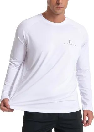 Men's UPF 50  Long Sleeve Loose-Fit Lightweight Sun Protection Fishing Hiking Running UV Shirt Rash Guard