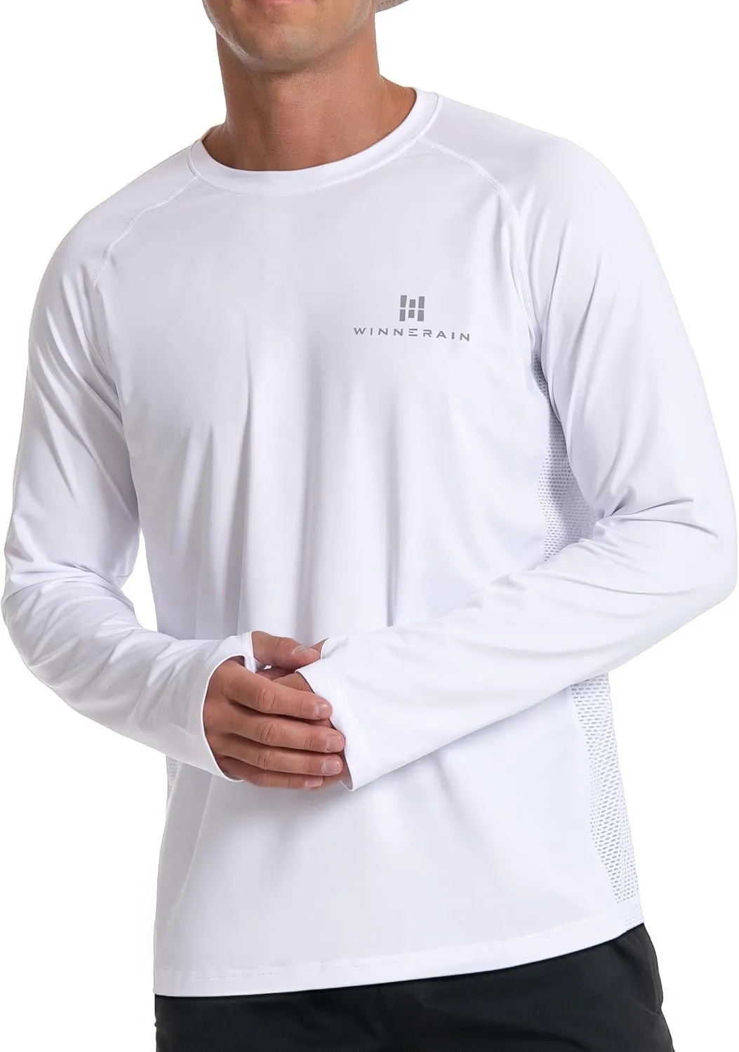 Men's UPF 50  Long Sleeve Loose-Fit Lightweight Sun Protection Fishing Hiking Running UV Shirt Rash Guard