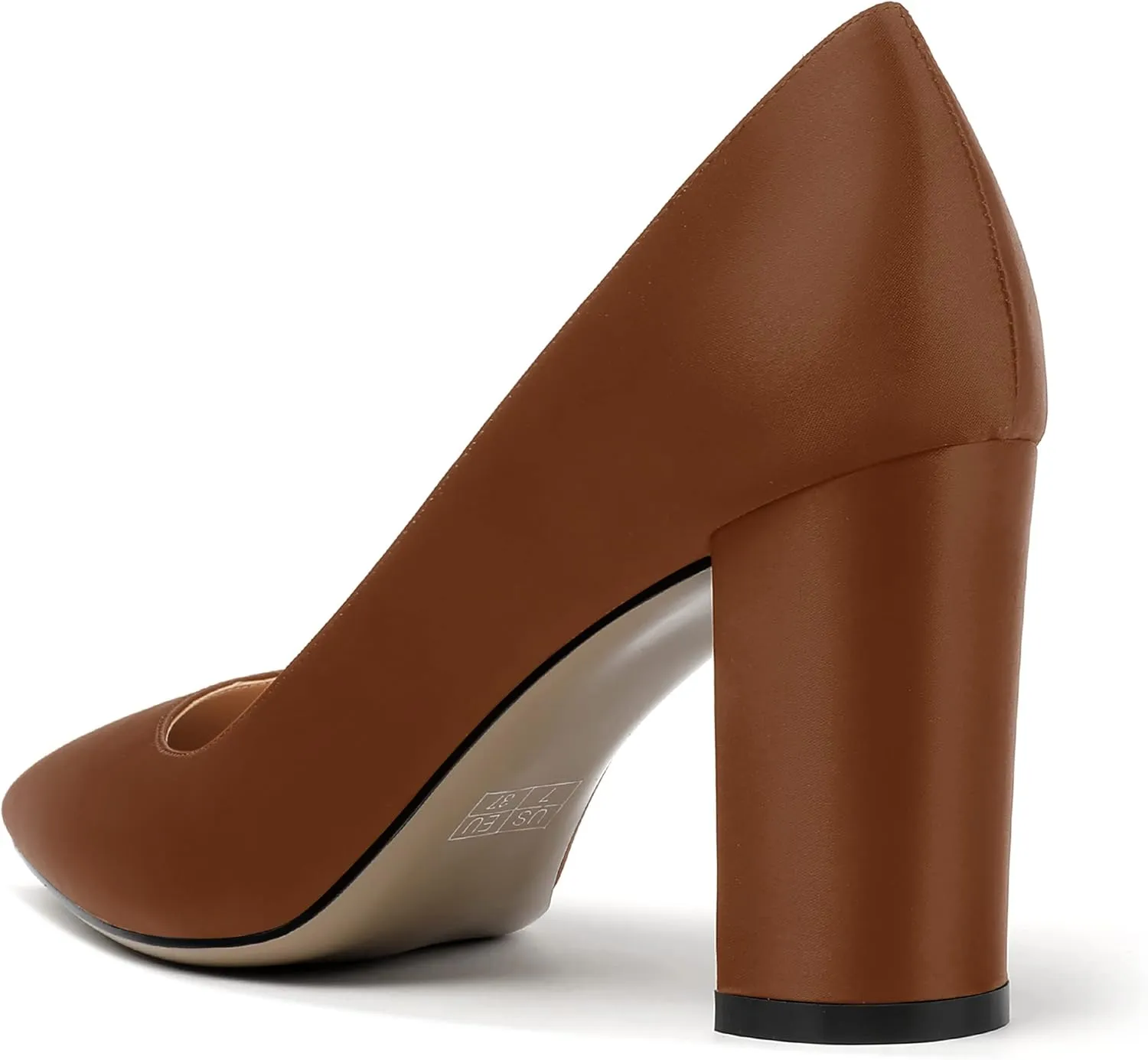 MERRORI Women's Dress Satin Pointed Toe Slip On Elegant Evening Chunky High Heel Pumps Shoes 3.3 Inch