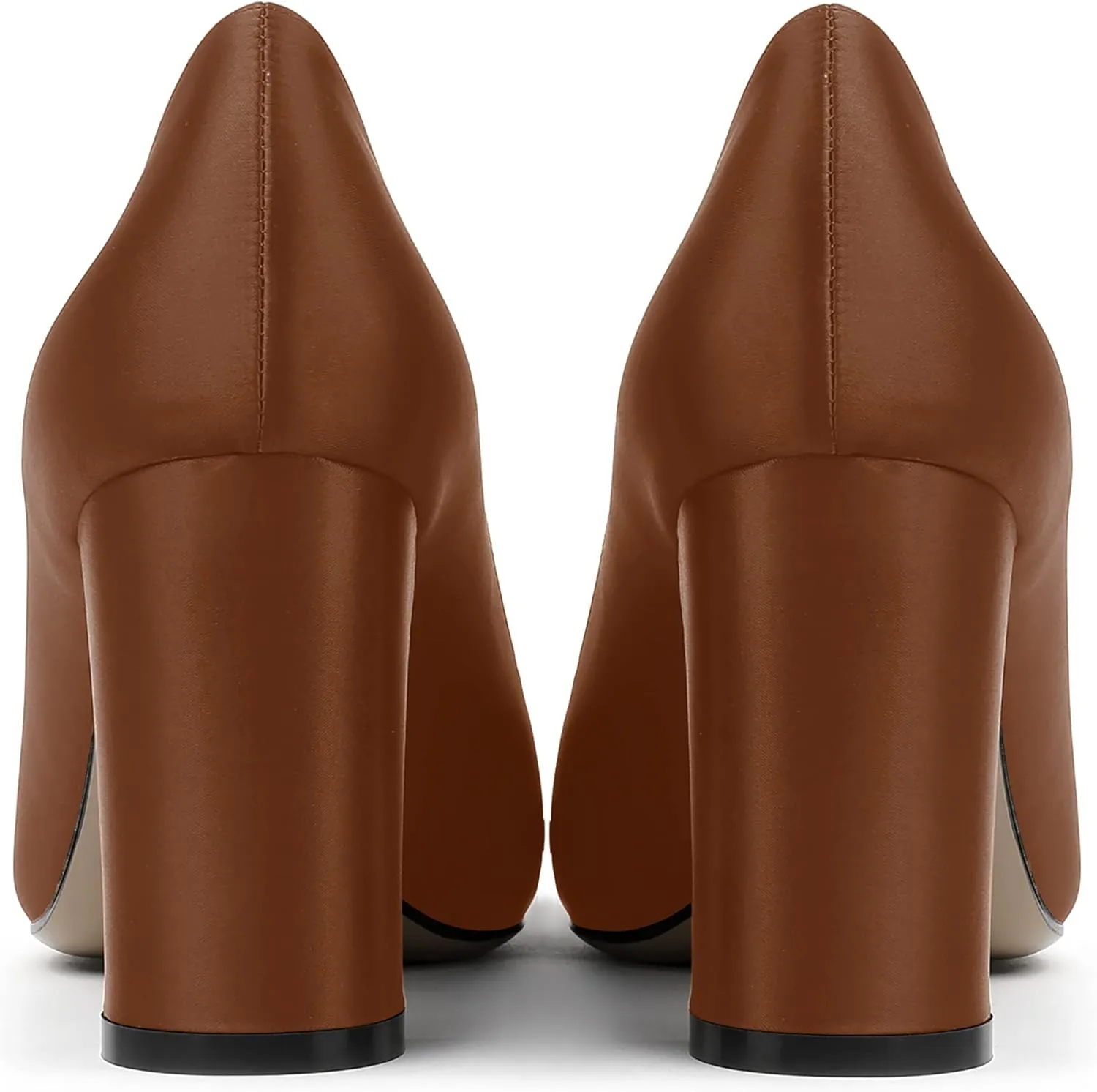 MERRORI Women's Dress Satin Pointed Toe Slip On Elegant Evening Chunky High Heel Pumps Shoes 3.3 Inch