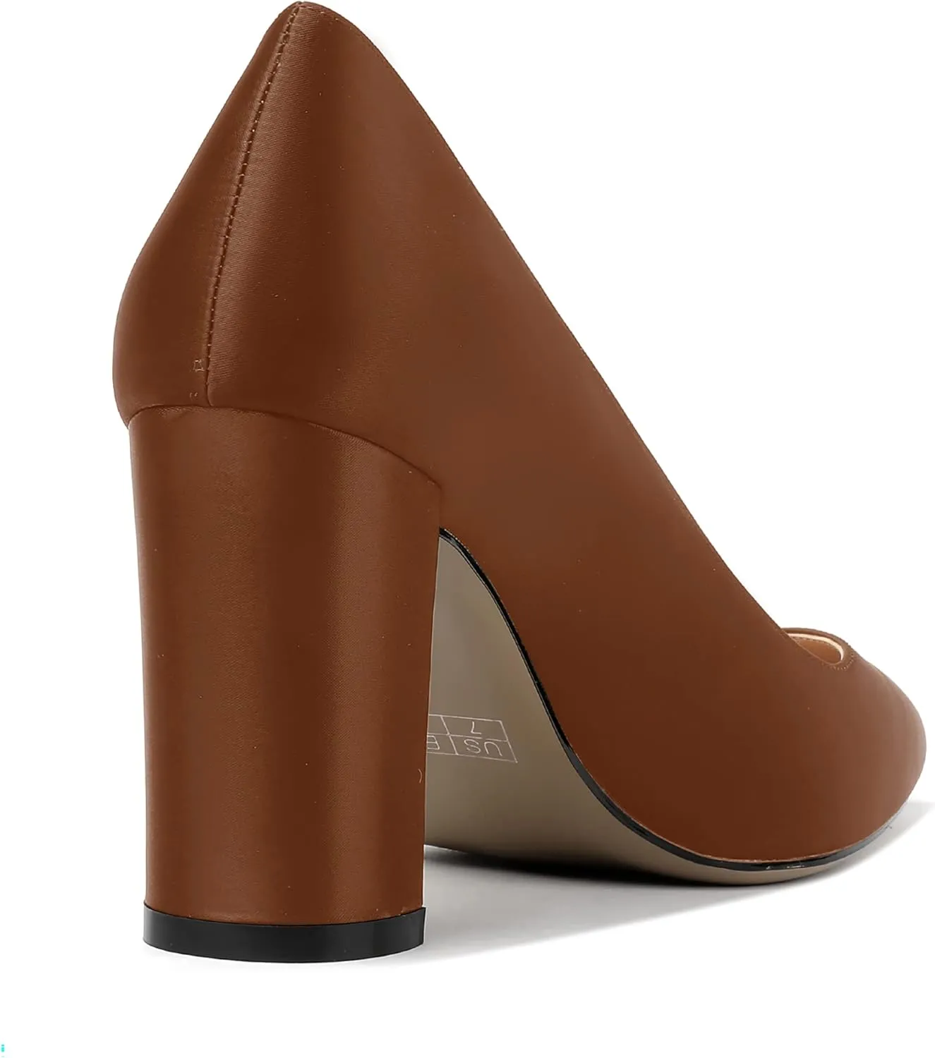 MERRORI Women's Dress Satin Pointed Toe Slip On Elegant Evening Chunky High Heel Pumps Shoes 3.3 Inch