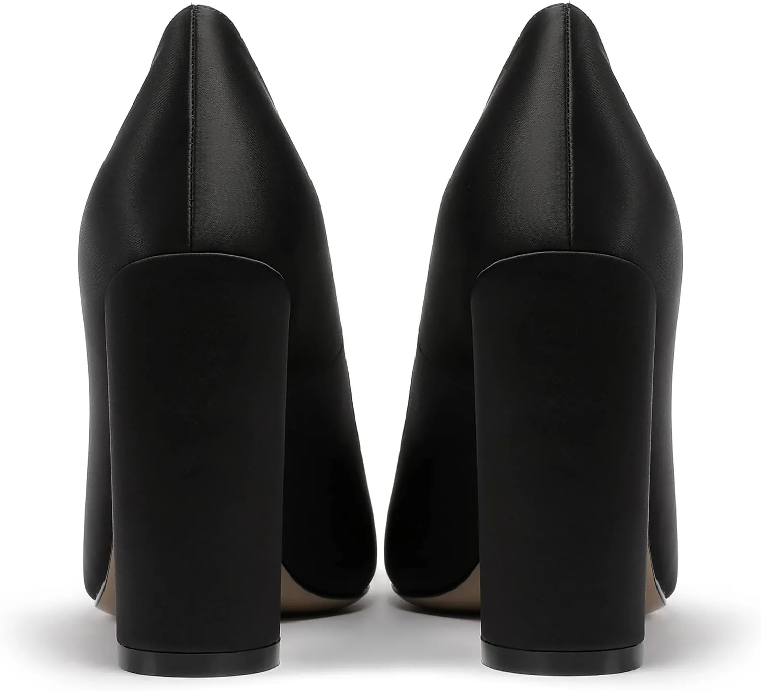 MERRORI Womens Satin Dress Elegant Square Toe Slip On Bridal Chunky High Heel Pumps Shoes 4 Inch