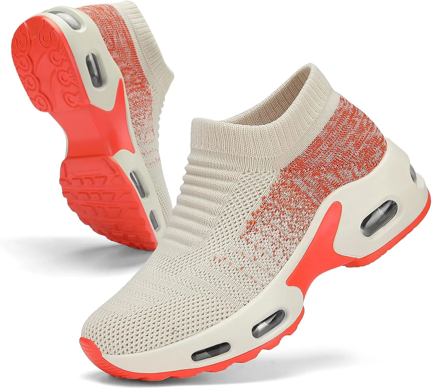 Mesh Sneakers for Women - Non Slip, Slip On, Sock Sneakers - Light Weight, Air Cushion Running, Work Shoes
