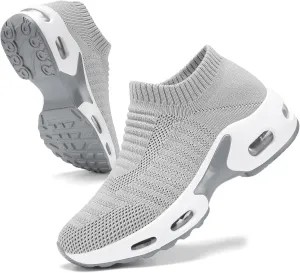 Mesh Sneakers for Women - Non Slip, Slip On, Sock Sneakers - Light Weight, Air Cushion Running, Work Shoes