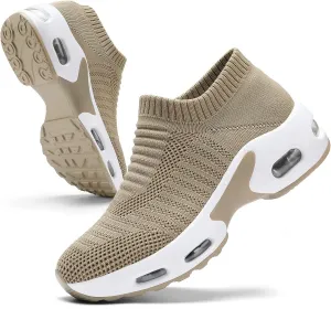 Mesh Sneakers for Women - Non Slip, Slip On, Sock Sneakers - Light Weight, Air Cushion Running, Work Shoes