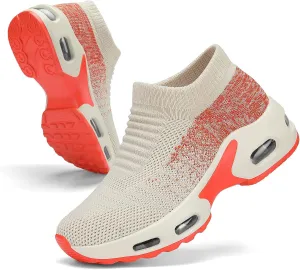 Mesh Sneakers for Women - Non Slip, Slip On, Sock Sneakers - Light Weight, Air Cushion Running, Work Shoes