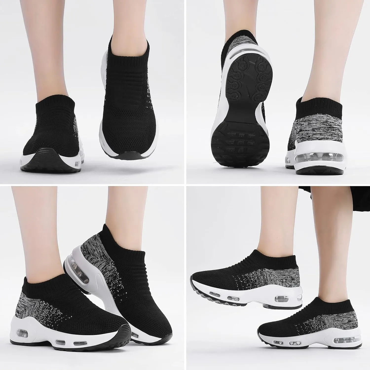 Mesh Sneakers for Women - Non Slip, Slip On, Sock Sneakers - Light Weight, Air Cushion Running, Work Shoes