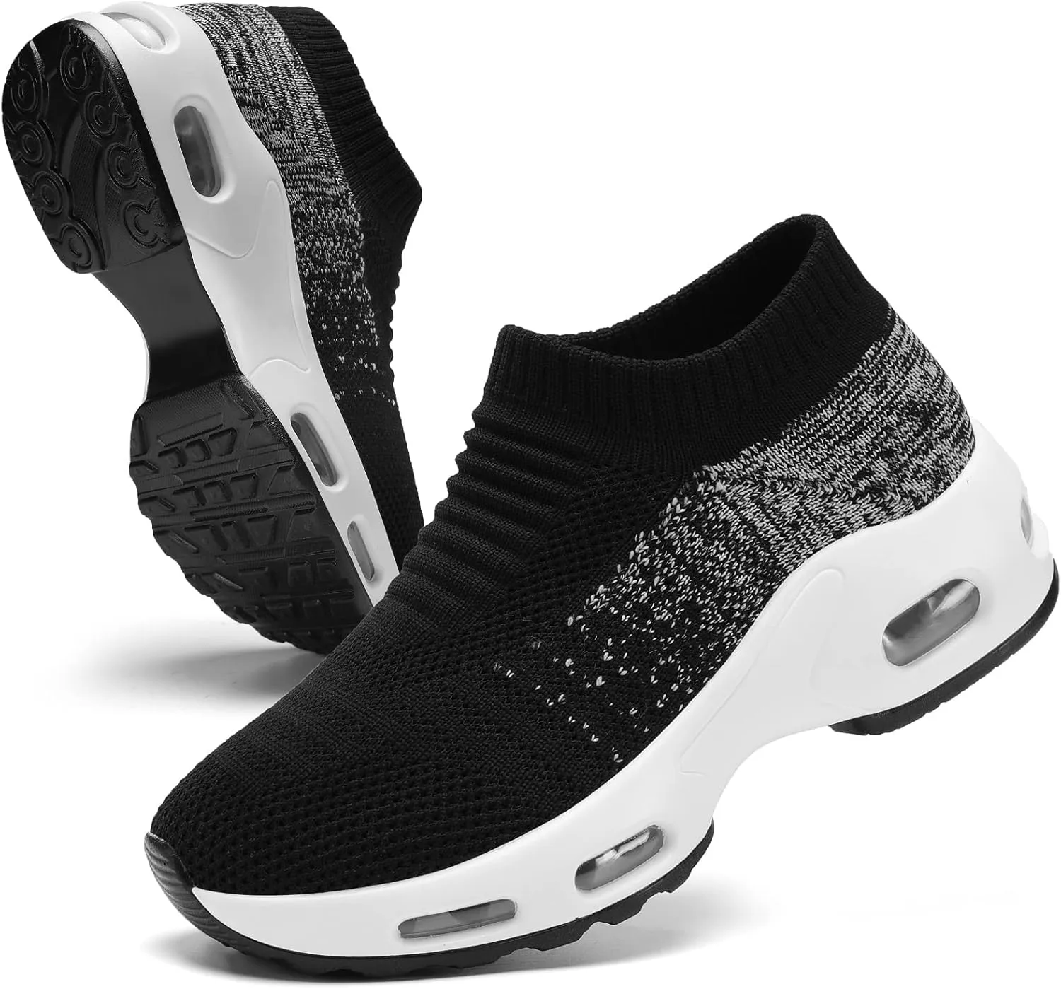 Mesh Sneakers for Women - Non Slip, Slip On, Sock Sneakers - Light Weight, Air Cushion Running, Work Shoes