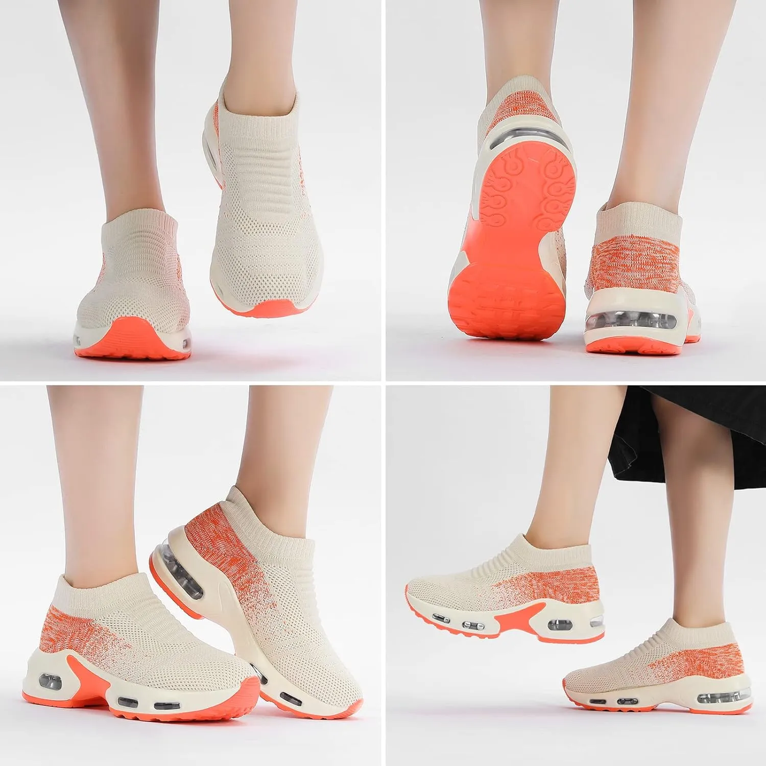 Mesh Sneakers for Women - Non Slip, Slip On, Sock Sneakers - Light Weight, Air Cushion Running, Work Shoes