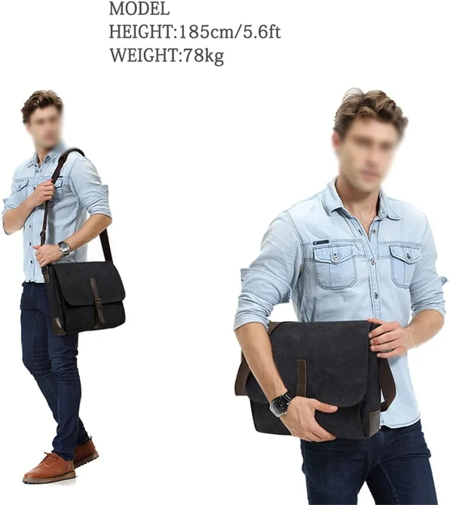 Messenger Bag for Men Vintage Resistant Waxed Canvas 15.6 Inch Laptop Briefcase Padded Shoulder Bag