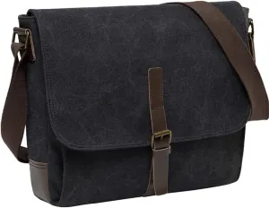 Messenger Bag for Men Vintage Resistant Waxed Canvas 15.6 Inch Laptop Briefcase Padded Shoulder Bag