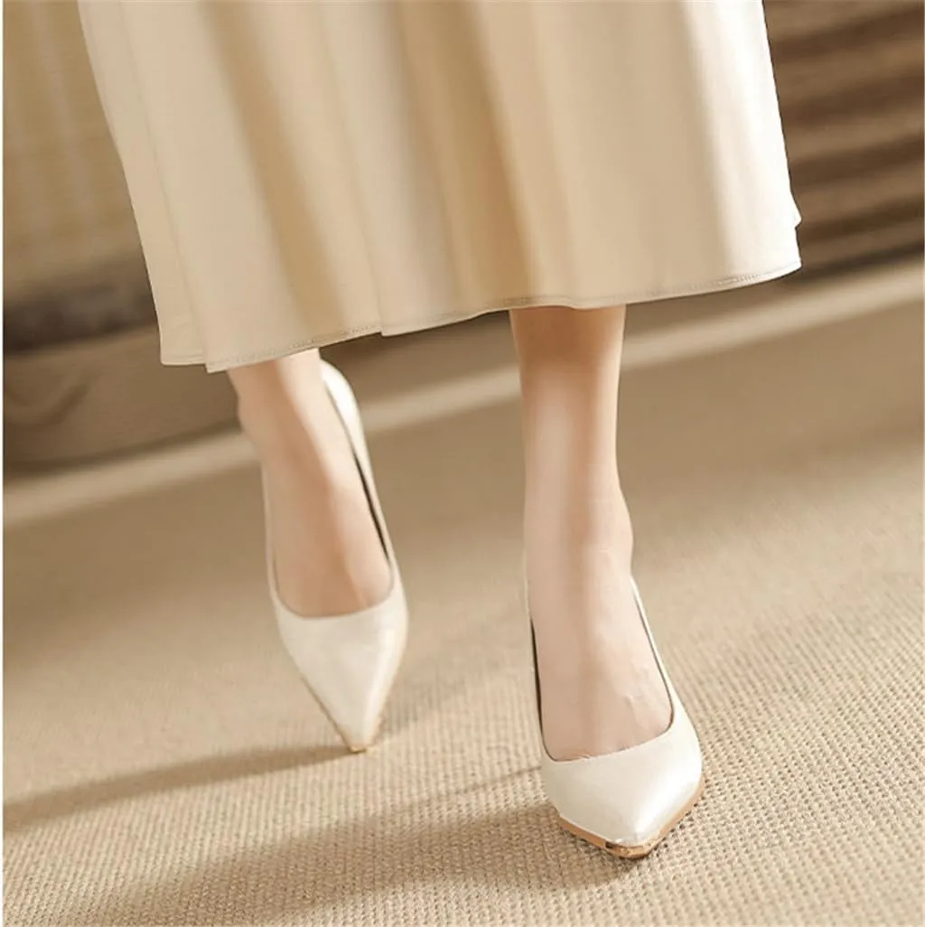 Metal Toe Anti-Kick Pointed Fine Heel Suede Satin High Heels Women Solid Colour 7cm/2.76in High Heel Shoes