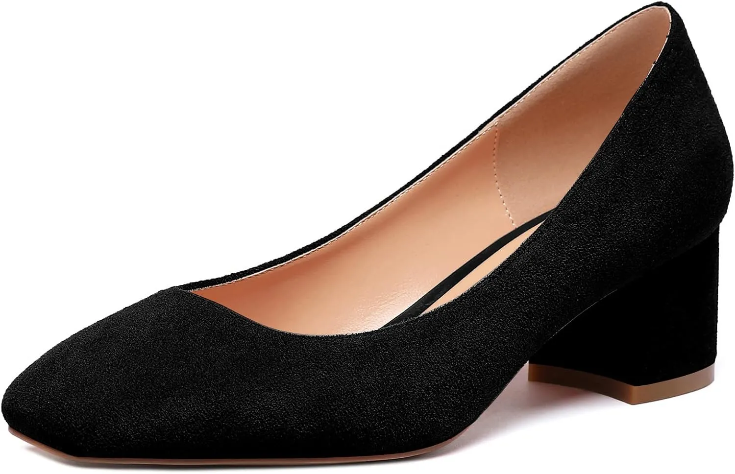Mettesally Women's Block Heel Pumps Square Toe Middle Heels Comfort Walking Party Club Elegant Dress Shoes