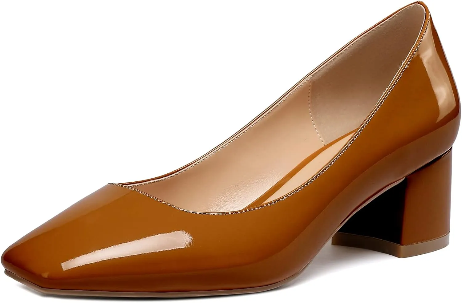 Mettesally Women's Block Heel Pumps Square Toe Middle Heels Comfort Walking Party Club Elegant Dress Shoes
