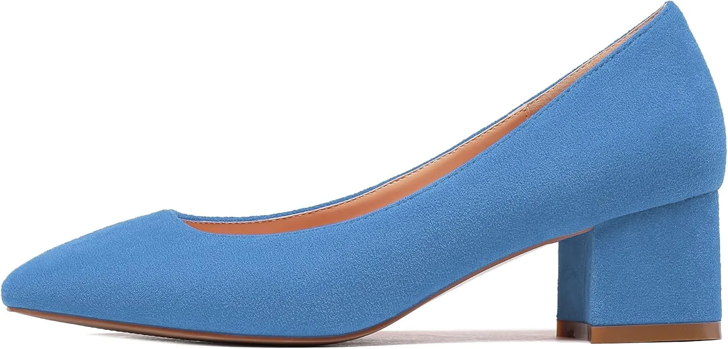 Mettesally Women's Block Heel Pumps Square Toe Middle Heels Comfort Walking Party Club Elegant Dress Shoes