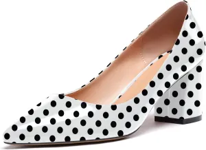 Mettesally Women's Block Heels Pointed Toe Middle Heel Pumps Comfort Walking Party Club Elegant Dress Shoes
