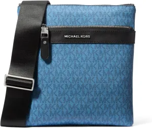 Michael Kors Hudson Flat Crossbody, Light Gunmetal-Hardware/Imperial Blue