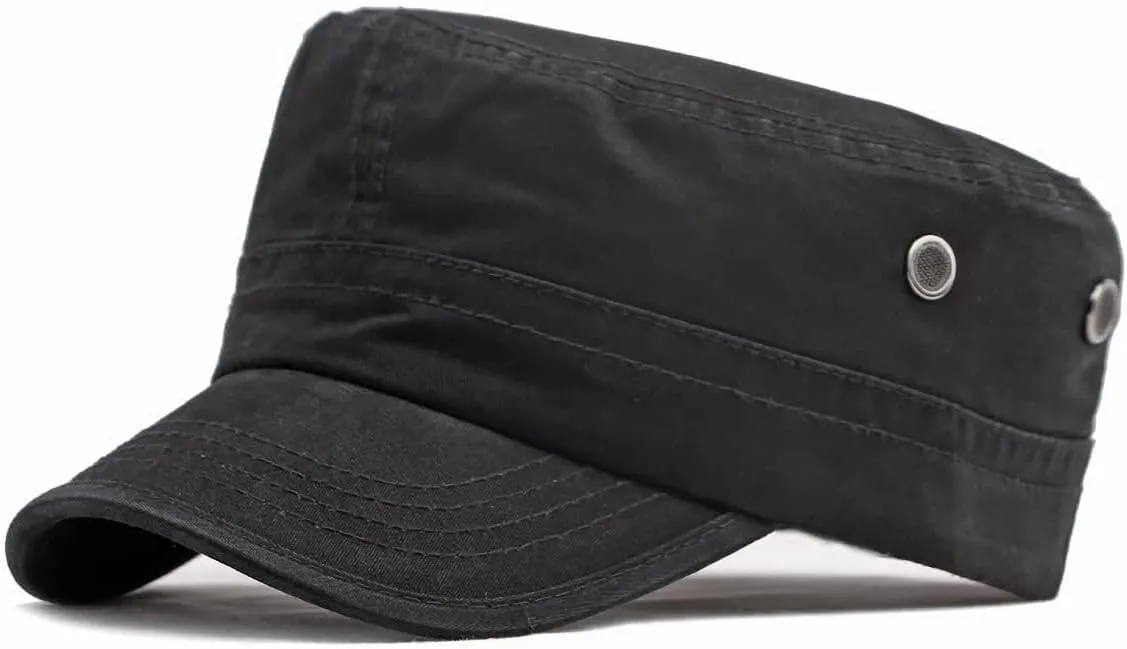 Military Army Cadet Hat Men Women Unisex Flat Top Baseball Cap Adjustable Daily Sports Camping Hiking Hat