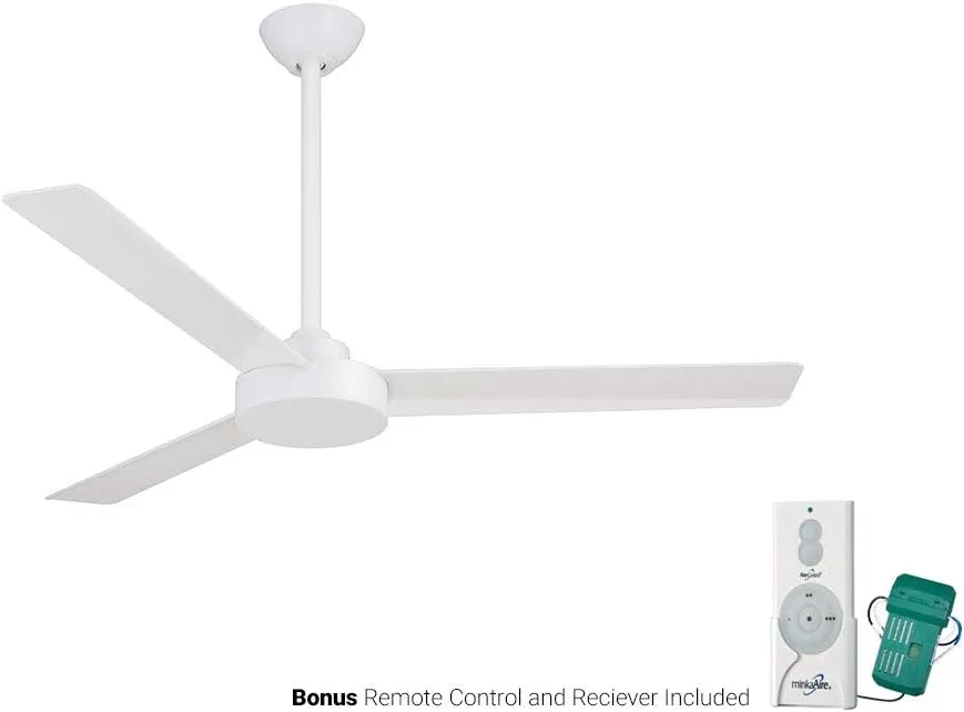 Minka-Aire F524-WHF-B Roto Modern 52" Ceiling Fan with Wall Control, 3 Blades, Flat White (Remote Included)