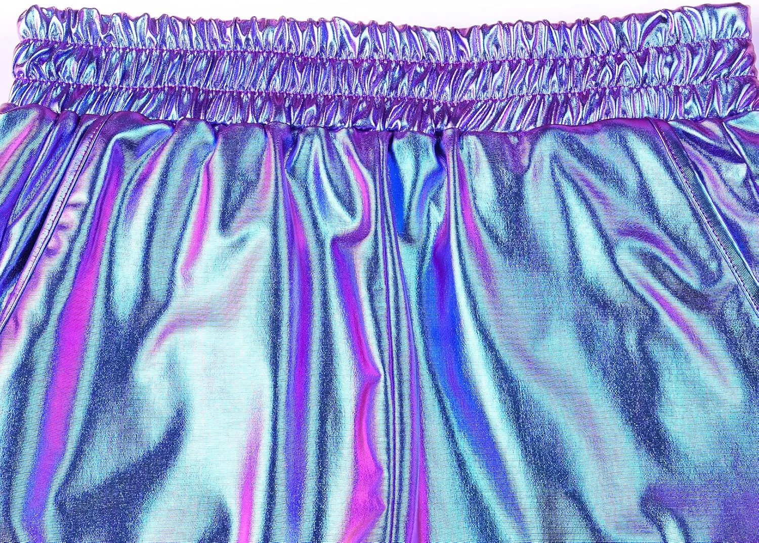 Mirawise Women's Metallic Shorts Summer Yoga Hot Shiny Sparkly Outfit Short Pants with Sunglasses