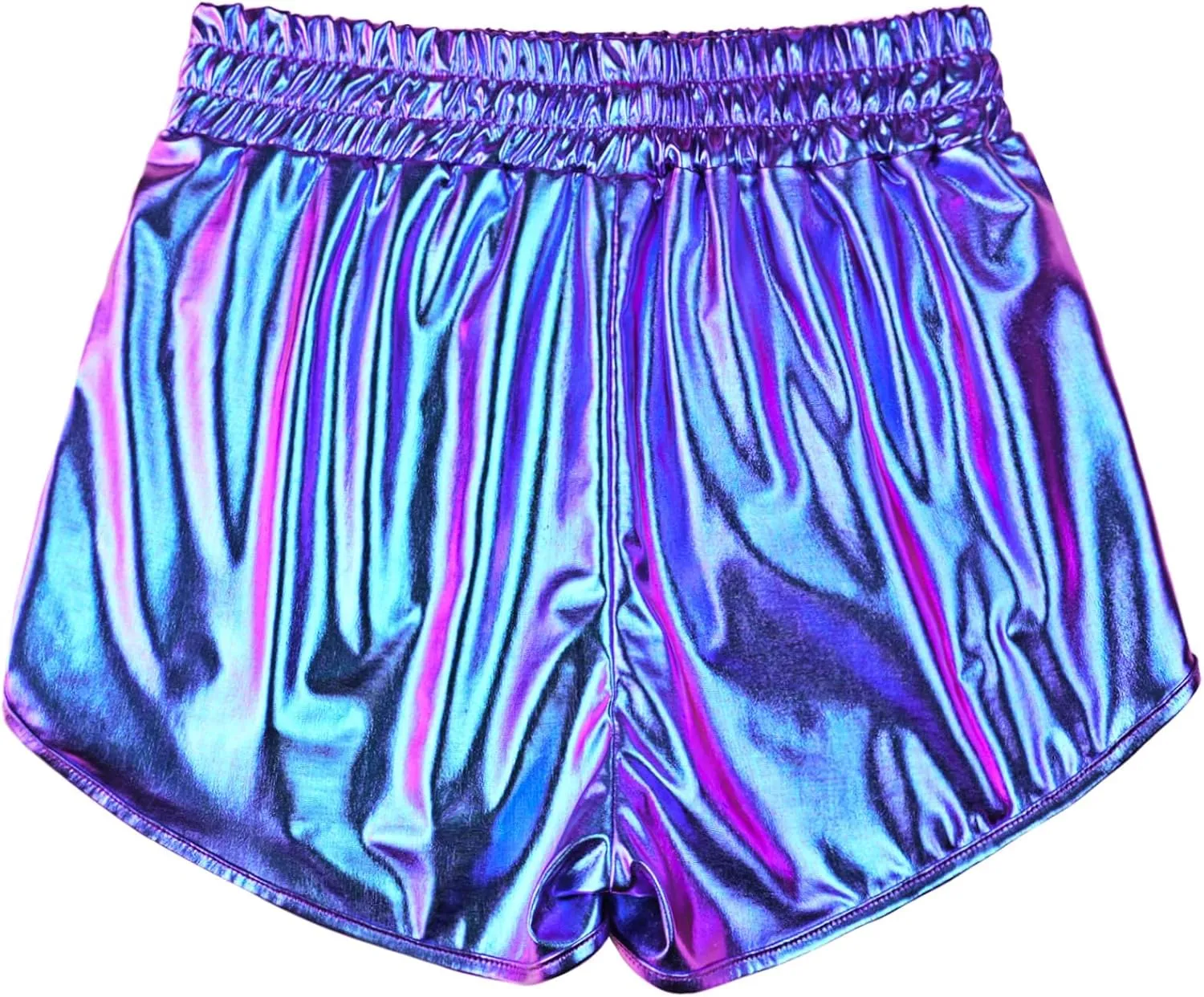 Mirawise Women's Metallic Shorts Summer Yoga Hot Shiny Sparkly Outfit Short Pants with Sunglasses